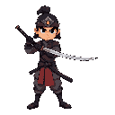 samurai com uma katana em uma pose parada