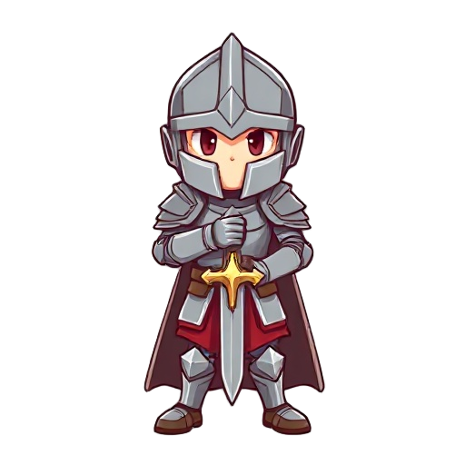 prayer warrior in knight armor, chibi