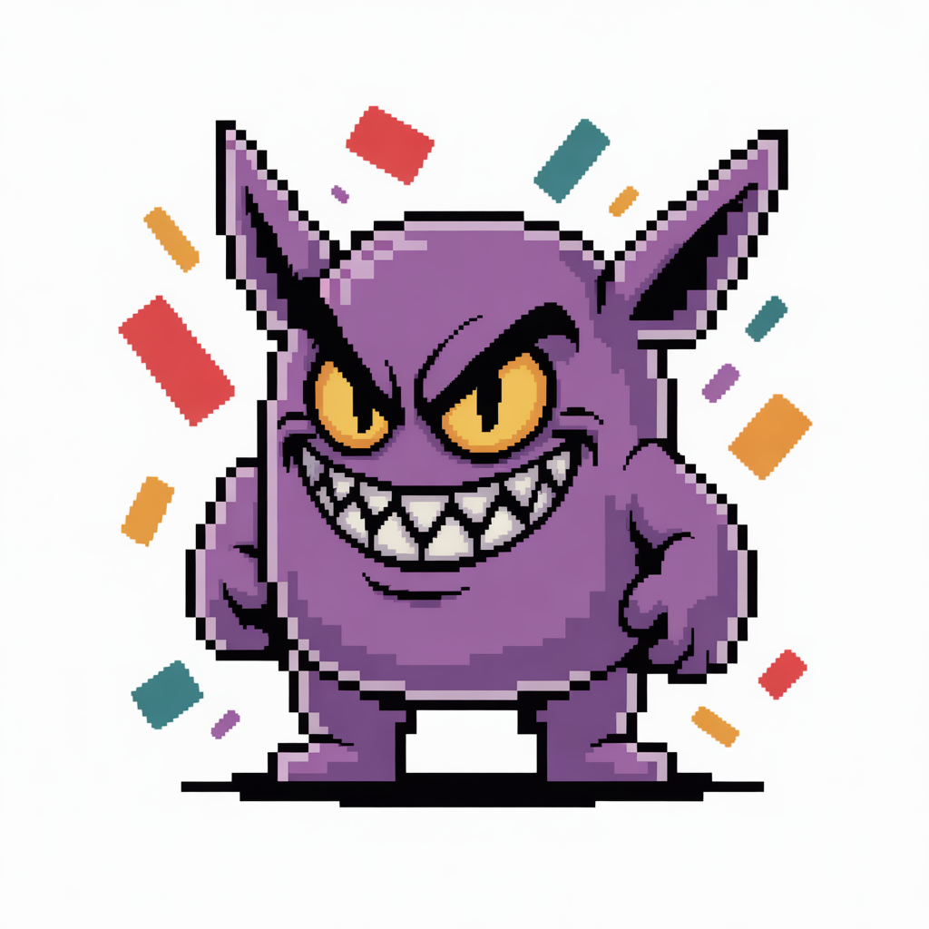 pixelated villain, abstract style