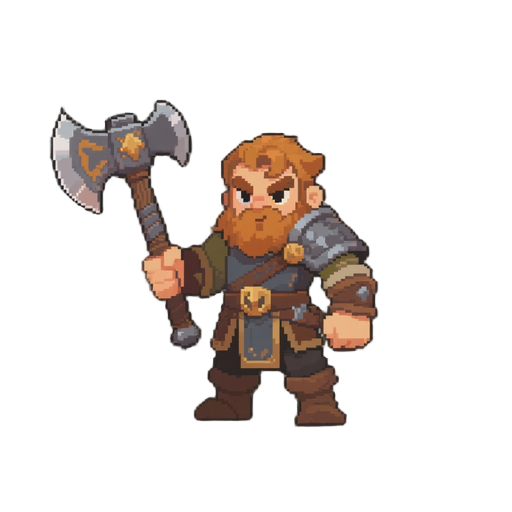 gere um machado (sprite) para ser usado em um mmorpg medieval, machado sera usado no level 100 (um level alto)