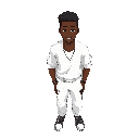 a 21-year-old black man wearing white clothes