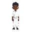 a young black man who wears white clothes and has short hair