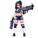 panty from psg, holding her heavenly gun backlace.