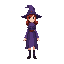 female witch, red hair, purple clothes