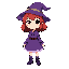 chib witch, red hair, purple clothes
