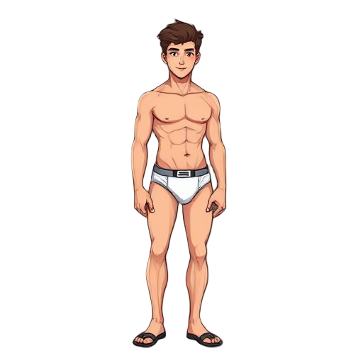 create a sprite of a shirtless man wearing only underwear, rpg style, walking up and down. 