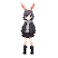 a girl with boina with bunny ears, the gir is wearing a jacket, she uses a black skirt and boots