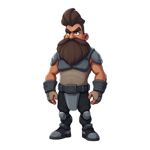 um personagem gordo com roupaa futuristas e cabelo volumoso
