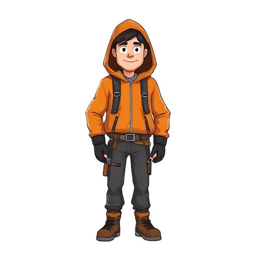 a 35-year-old climber in an orange hooded jacket