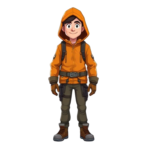 a 30-year-old climber in an orange hooded jacket