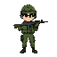 um soldado de uniforme militar de cor verde e capacete segurando uma ak 47 