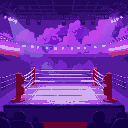 background for fighting game. a fighting arena, like a boxing ring and then some purple clouds in the background make look nice 