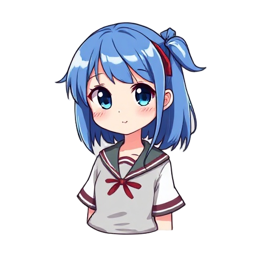 anime girl blue hair , high school 