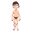 naked character, no facial or body hair aside from brows, stay in idle state, the body is normal