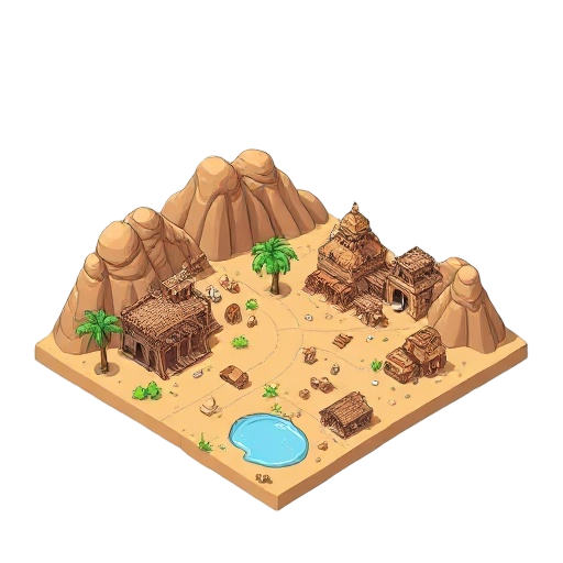 criar mapa base (tilesets):  dunas, estradas, ruínas, casas, postos e cavernas  dividir em 5 níveis:  entrada no deserto (tutorial)  ruínas da estrada  vilas soterradas  oficina e posto abandonado  dunas infinitas (final/clímax)  distribuir loot:  casas: 