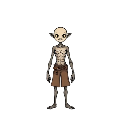 "create a full-body 2d character concept for a survival rpg. art style: hand-drawn, sketchy, dark whimsical storybook aesthetics similar in tone to don’t starve, but fully original in linework, anatomy, shapes and proportions. the character stands in a ne