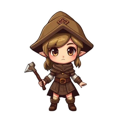 front-facing chibi character wood mage girl