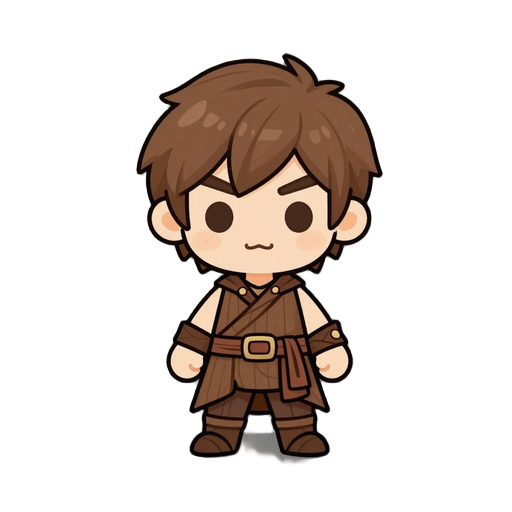 front-facing chibi character wood mage