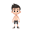 um personagem sem roupas e cabelo, pele branca olhos pretos normais sem boca sem cabelo, sem calçado