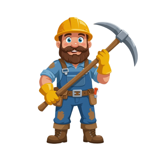 human miner with a pickaxe