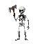 full body skeleton with axe