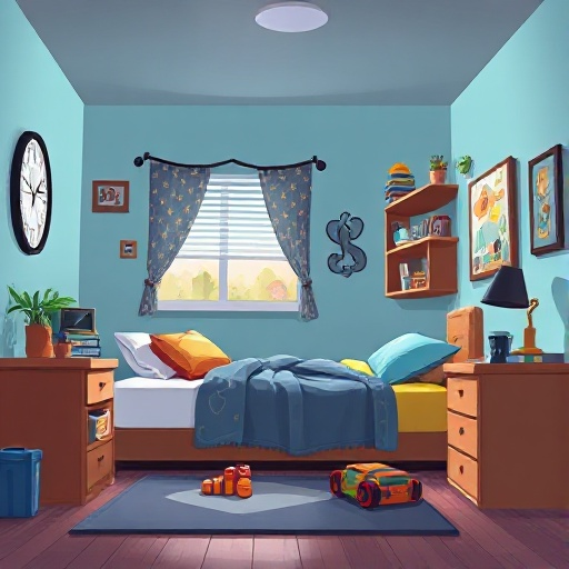 make a teen boy bedroom background 