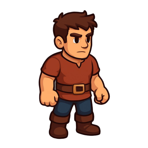isometric down left view of a highly detailed 2d male character base sprite 