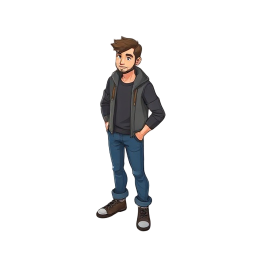 isometric down left view of a highly detailed 2d male character base sprite that can be used for a 2d game