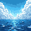 make a game background of ocean and sky at war, with clouds at pasific ocean