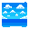 ocean and sky with straight horizon line with clouds background that look like sonic retro background 