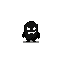 create a scary, all-black monster with a sinister smile and white eyes for my pixel top-down game.