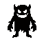 create a scary, all-black monster with a sinister smile and white eyes for my top-down game.