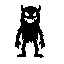 create a scary, all-black monster with a sinister smile and white eyes for&nbsp;retro game style, pure silhouette with shadow.