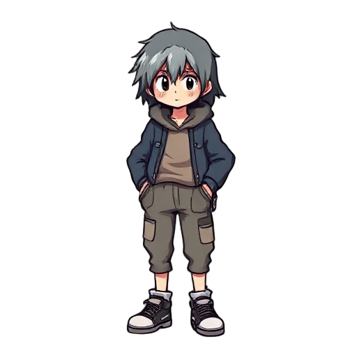 character inspired by the main protagonist of undertale. use a simple, retro 8-bit/16-bit style with soft shading. the character should have a humble and worn-out appearance: slightly oversized second-hand clothes, faded colors, patched fabric, and shoes 