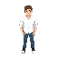 basic person male white shirt blue jeans brown hair