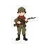 a soviet soldier with a rifle from the second world war.  in the idle state