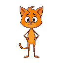 stickman laranja 100% laranja ele tem dedos nas mão e nos pés mas apesar dele ser um stickman ele não é magro ele tem um volume mas não é  gordo ok ele tem orelhas de gato ok elas são aranja pode dentroe por fora  ele tem olhos brancos sem pupila   e boca