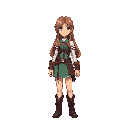 create a pixel-art female character inspired by the style of the female protagonist from final fantasy xvi (not identical).  she should be around 60–70 pixels tall, with long hair, medieval-fantasy clothing, and a strong heroine appearance.  generate the 