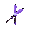 an animated sequence in the style of the tibia game, imitating the shiver arrow but in purple.