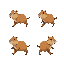 create an animated image of a capybara walking in four directions.