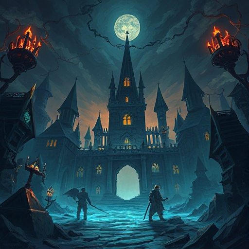 create a medieval fantasy setting devastated by darkness.