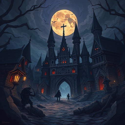 create a medieval fantasy setting devastated by darkness.