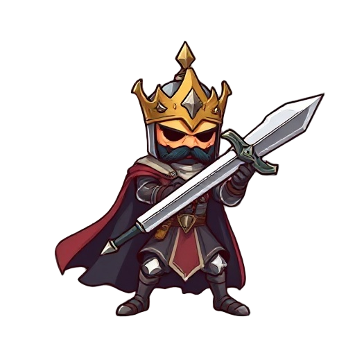 crie um rei esqueleto com uma capa grande, segurando uma espada grande