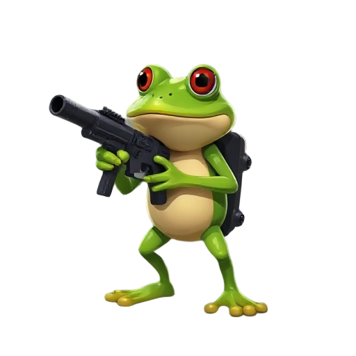 i want a frog charecter holding a minigun
