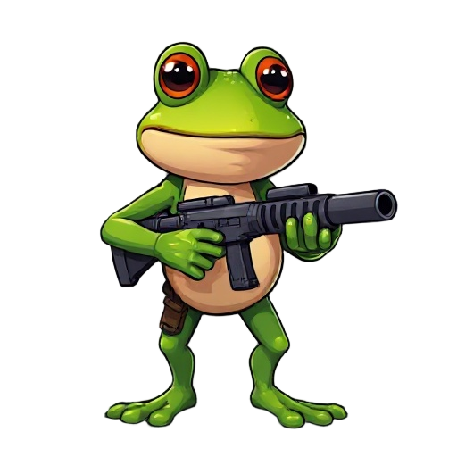 i want a frog charecter holding a minigun