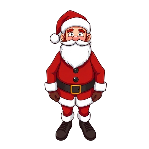 lean build, red hair, santa claus outfit, santa hat, red beard.