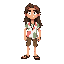 hippy wearing flop flops a tie die shirt and long hair