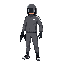 gopnik in balaklava, sportsuit adidas with white lines. has a pistol in hands