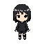 : create frisk (undertale) with dark hair that goes slightly past the shoulder and with simpler black clothes