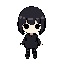 : create frisk (undertale) with dark hair that goes slightly past the shoulder and with simpler black clothes